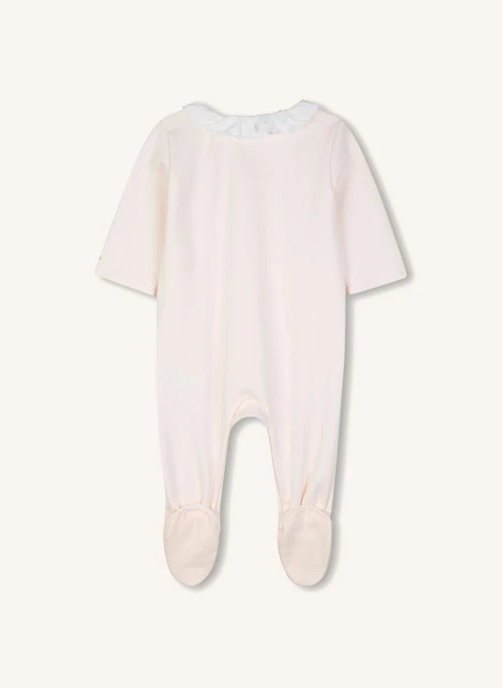 Chloé - Organik Pamuk İşlemeli Pijama, Şapka ve Önlük Seti | Lychee Pembe