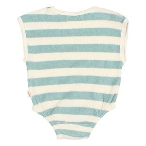 Búho - Çizgili Organik Pamuklu Havlu Tulum | Yeşil Su