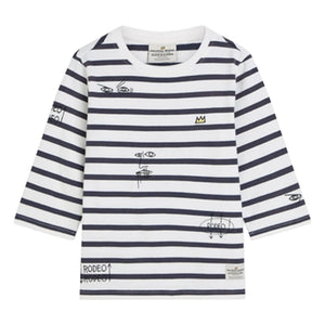 Scotch & Soda - Basquiat Breton Çizgili Tişört | Lacivert