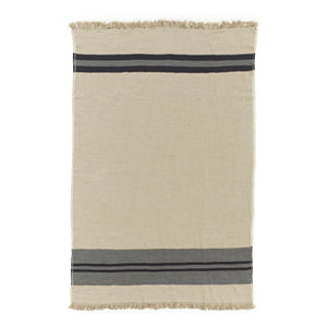 Libeco - Black House Stripe keten throw | Kömür
