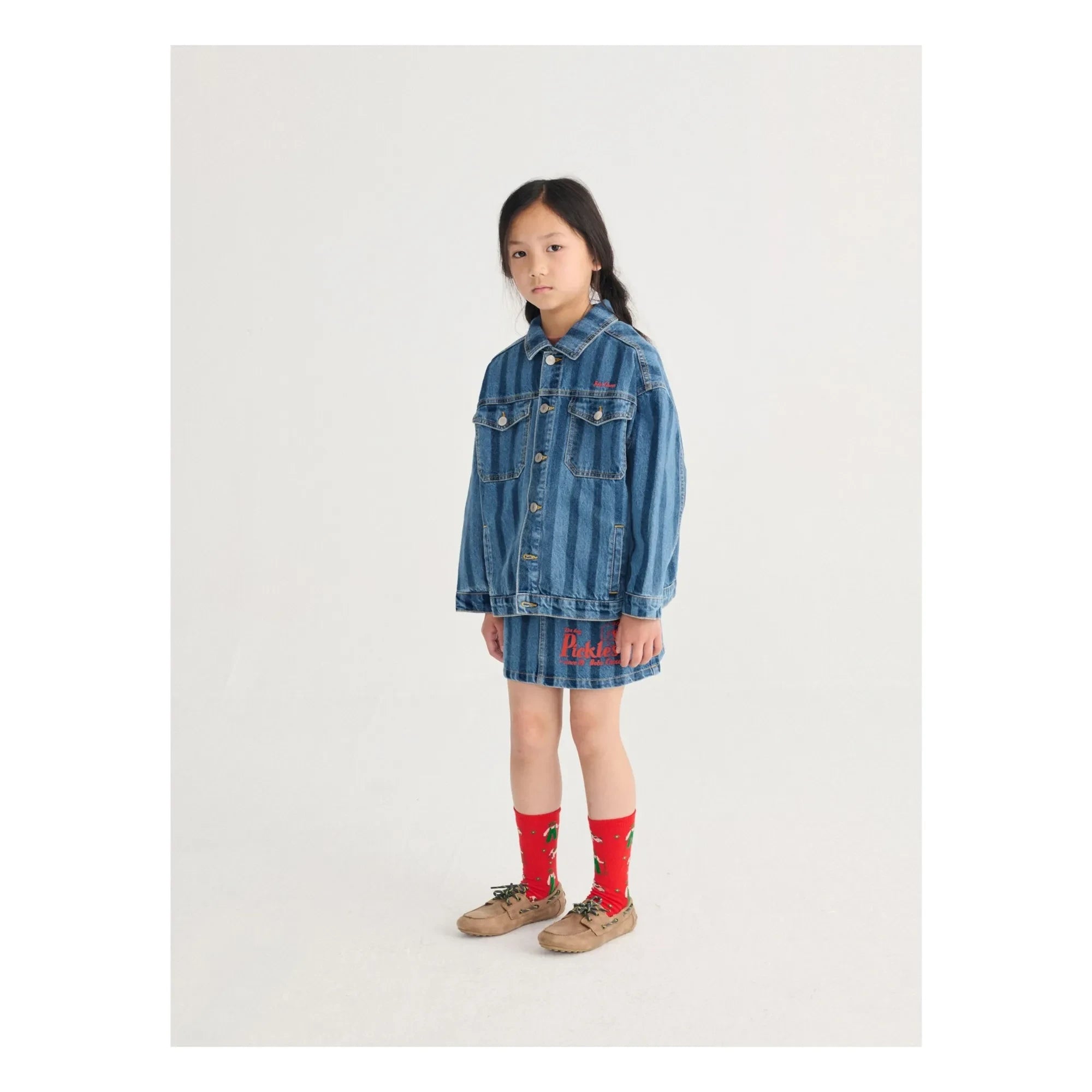 Bobo Choses - Çizgili Denim Etek Organik Pamuk | Mavi