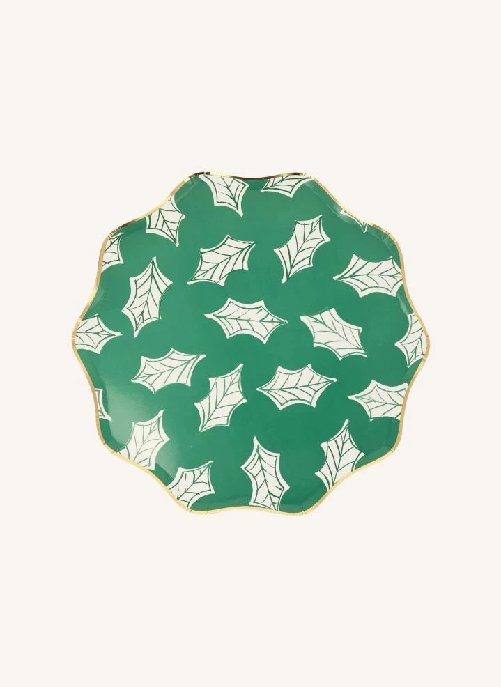 Meri Meri - أطباق كريسماس كبيرة بنقشة طبعة القالب (Block Print) - مجموعة من 8 قطع