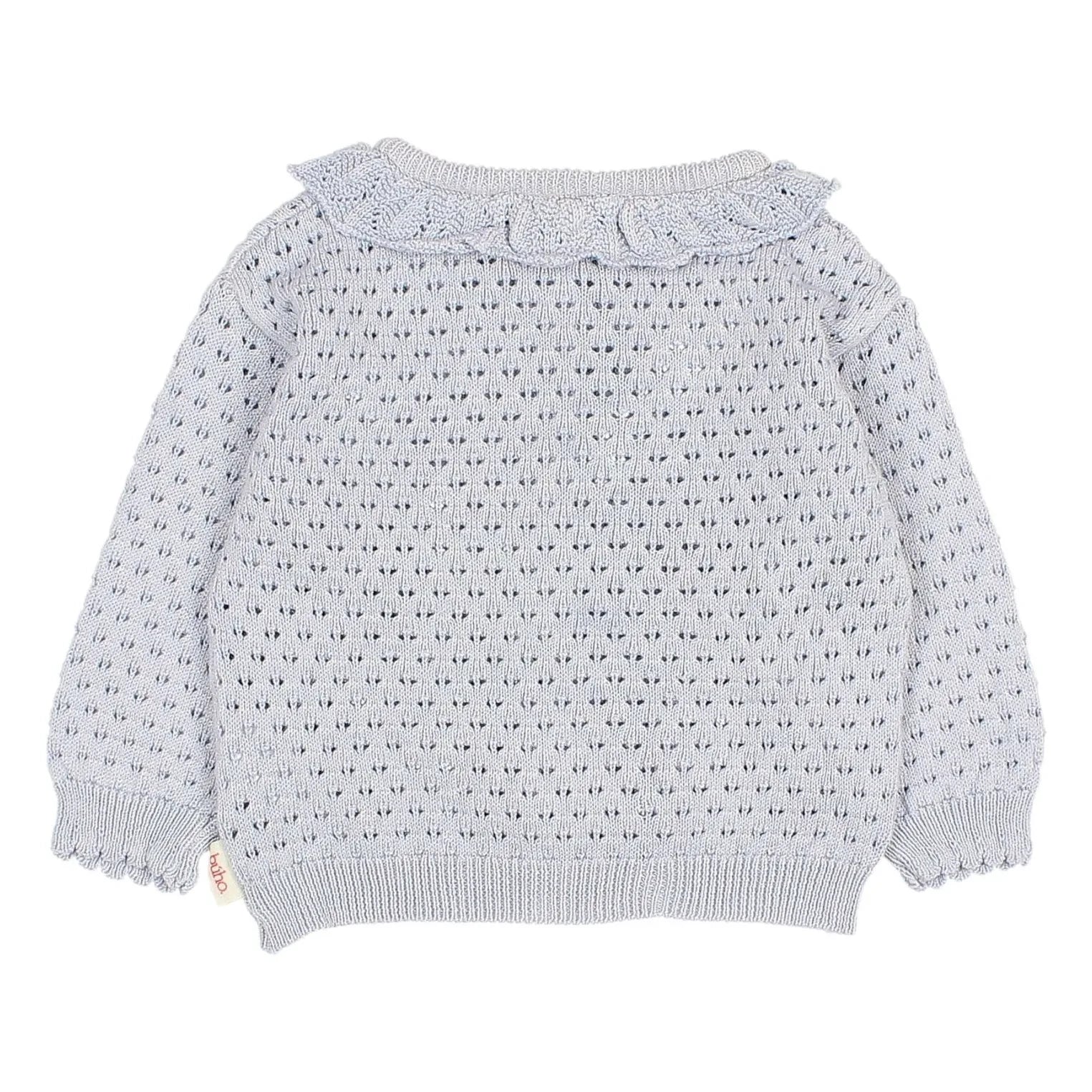 Búho - Cardigan Pointelle Boho Organik Pamuk | Açık mavi