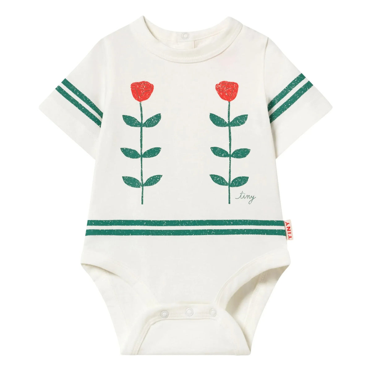Tinycottons - Body Roses Organik Pamuk | Beyaz