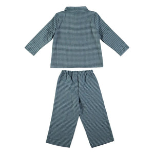 Risu Risu - Navigo Ekose Organik Pamuk Pijama | Mavi