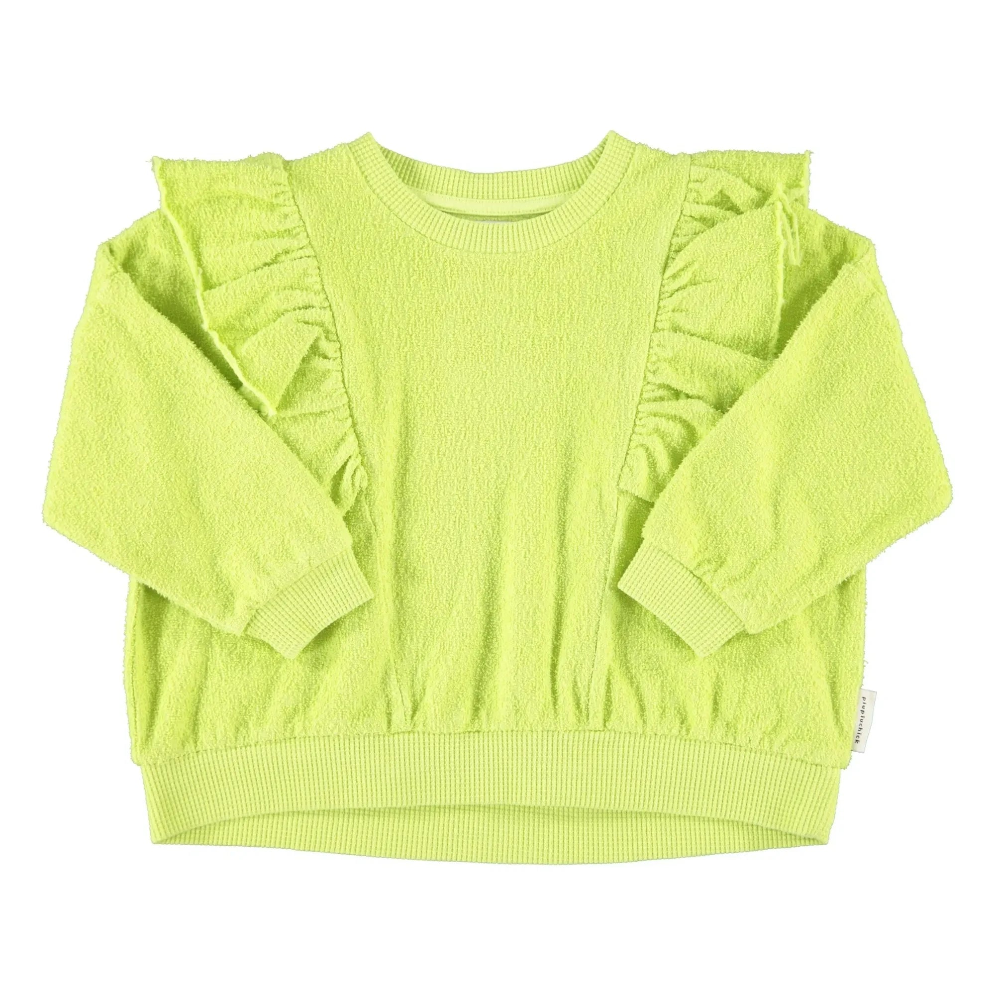 Piupiuchick - Flüoresan sarı | Organik pamuklu havlu rüfllü sweatshirt