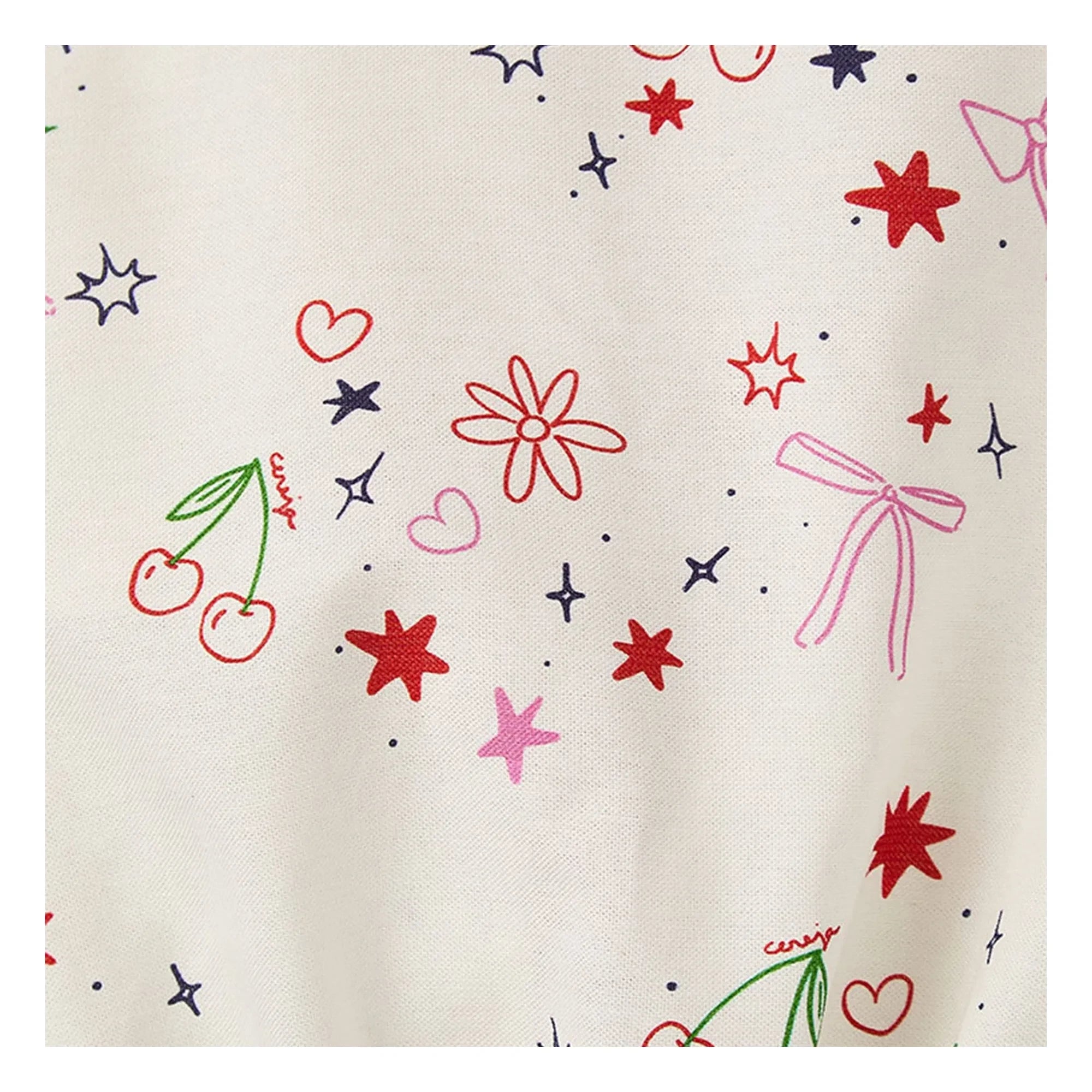 Fabula - Combishort Kiraz Desenli Pop | Beyaz