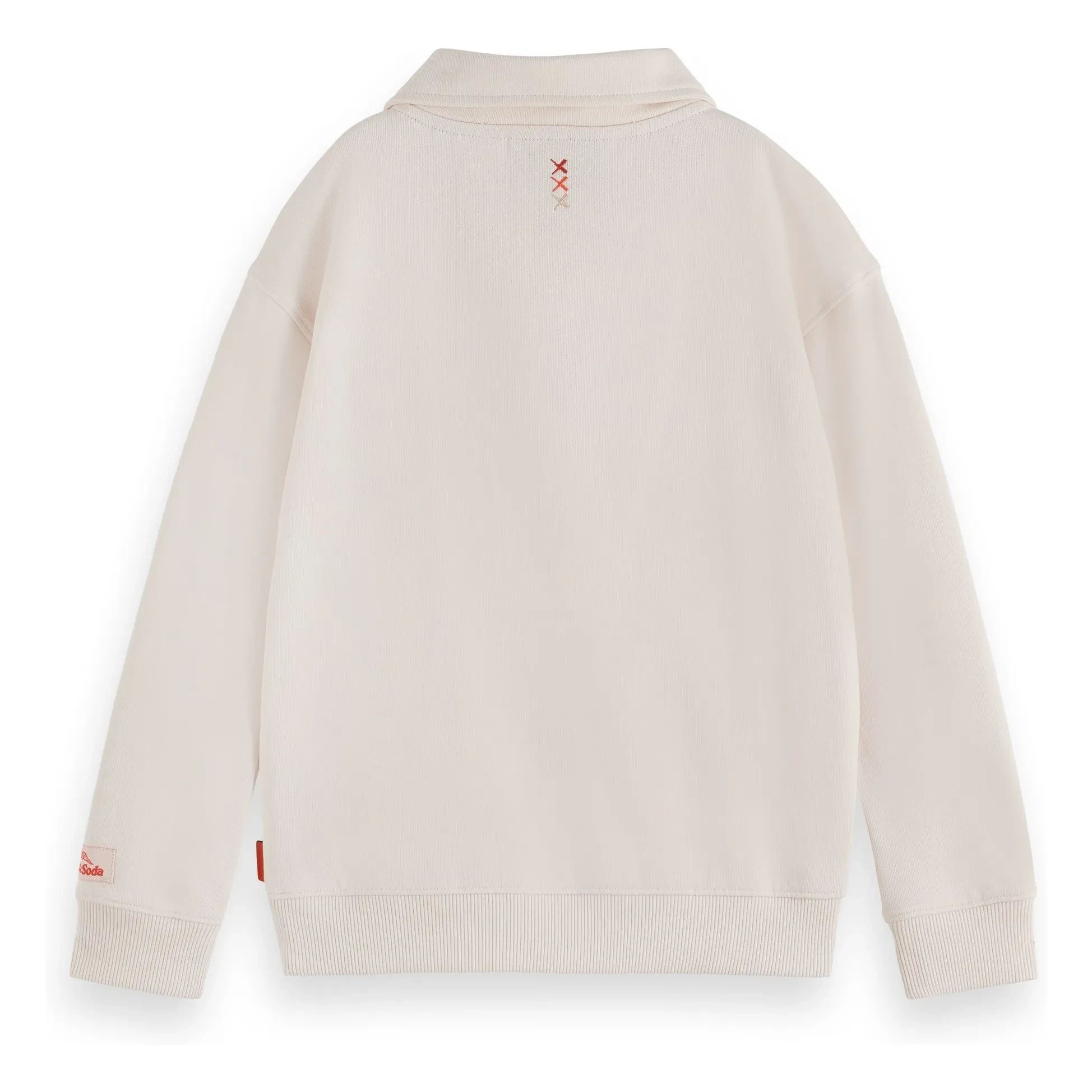 Scotch & Soda - Artwork organik pamuklu polo yaka sweatshirt | Ivory