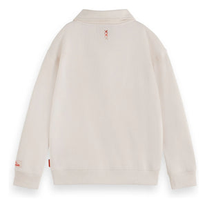 Scotch & Soda - Artwork organik pamuklu polo yaka sweatshirt | Ivory
