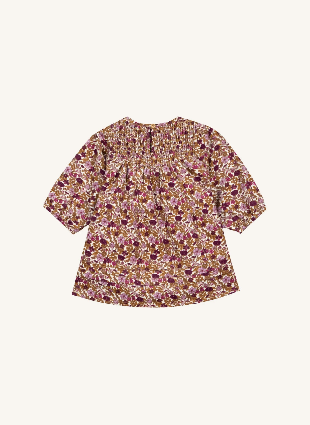 Bonton - Perle Fleurie Bebek Büzgülü Elbise | Karamel