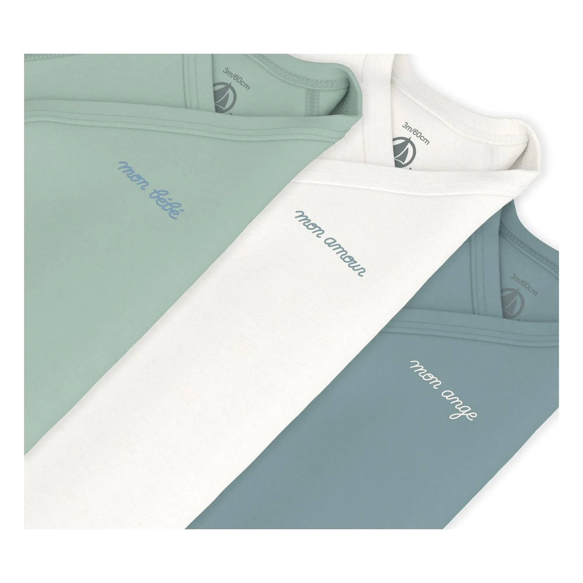 Petit Bateau - 3'lü Mon Bébé Organik Pamuklu Çapraz Body Seti | Mavi