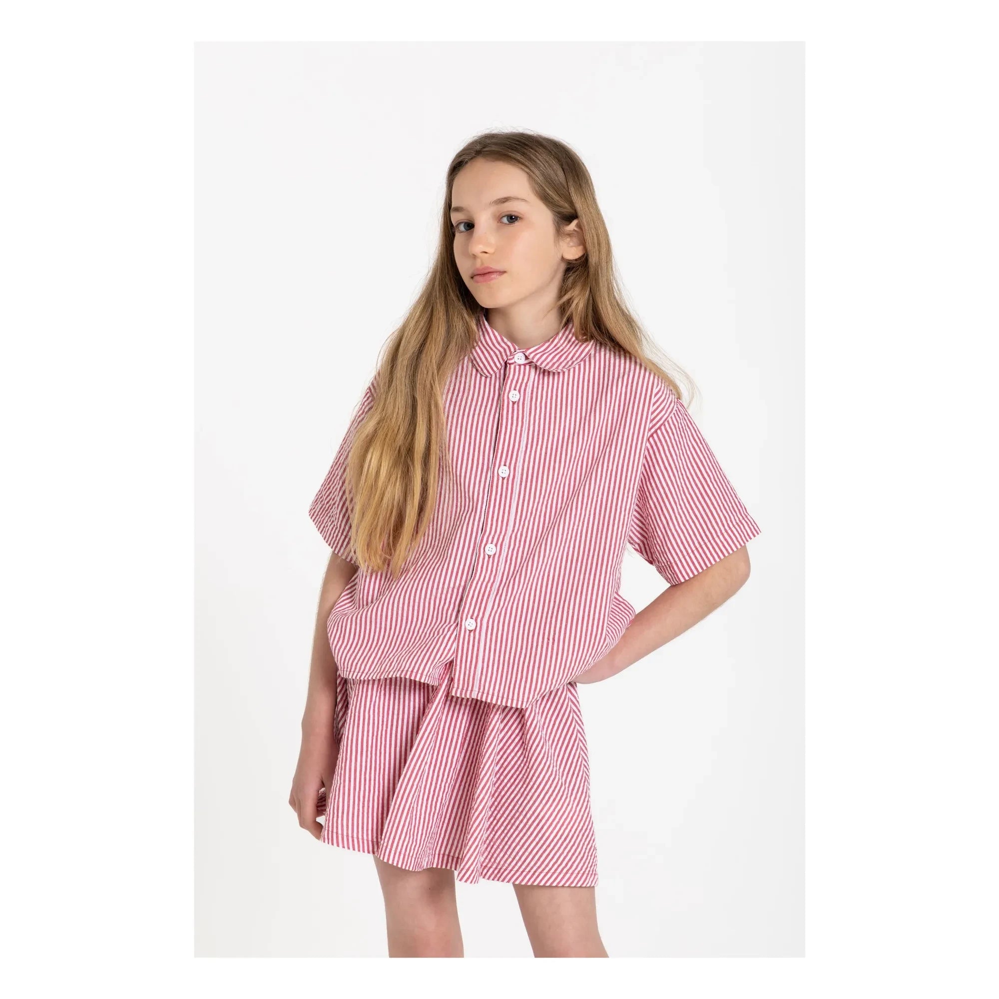 Smallable Kid - Sawyer Çizgili Gömlek | Kiraz kırmızısı