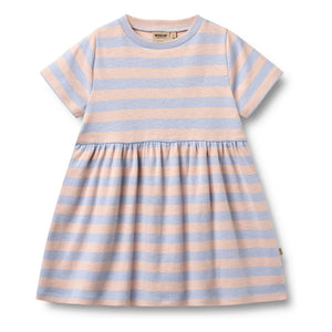Wheat - Çizgili Anna Jersey Elbise Organik Pamuk | Soluk Pembe