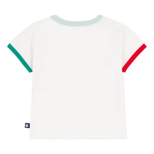 Petit Bateau - Bel Eté Organik Pamuklu Kontrast Tişört | Beyaz