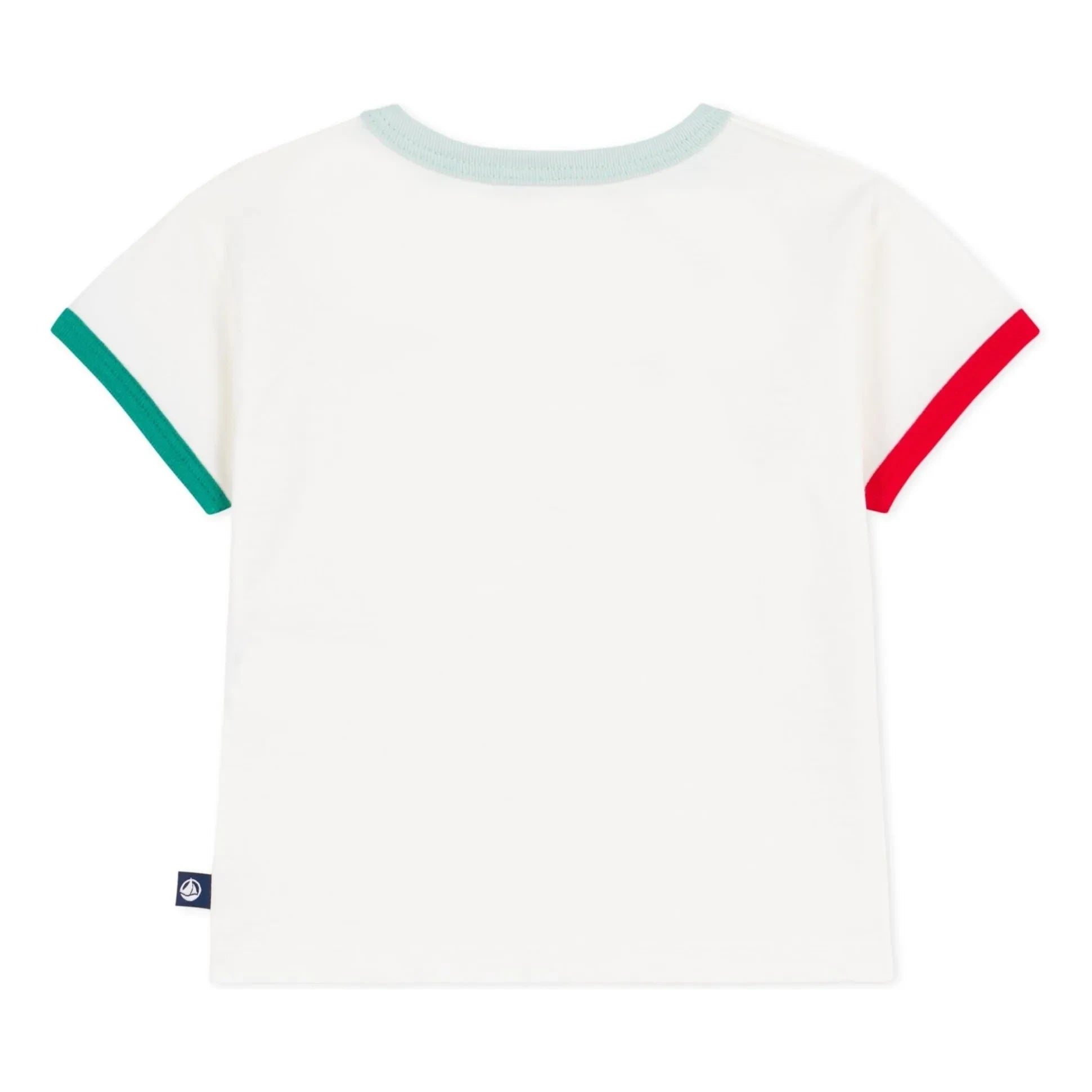 Petit Bateau - Bel Eté Organik Pamuklu Kontrast Tişört | Beyaz