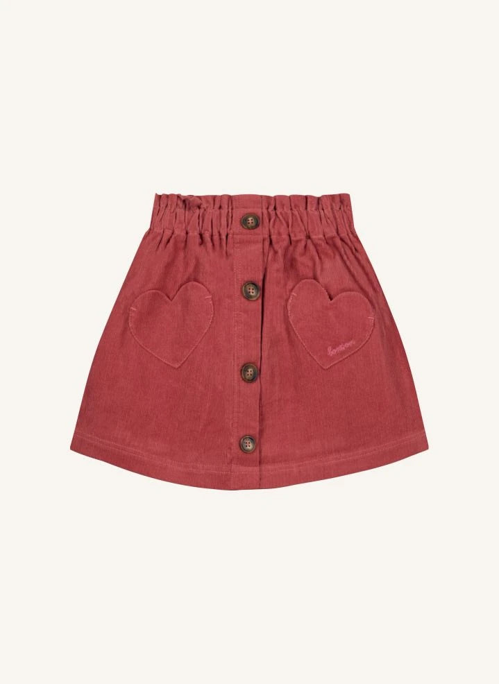 Bonton - تنورة كورد مخملية بنقشة بولكا | Framboise