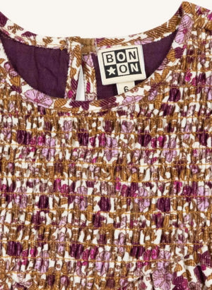 Bonton - Perle Fleurie Büzgülü Elbise | Karamel