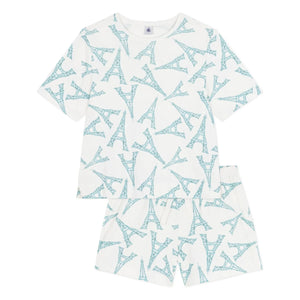 Petit Bateau - Pyjama Şort Eiffel Tower | Beyaz