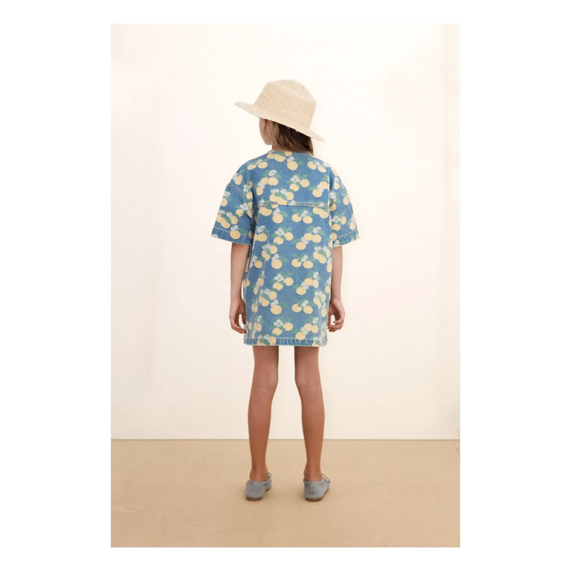 Tinycottons - Turuncu Denim Elbise | Mavi