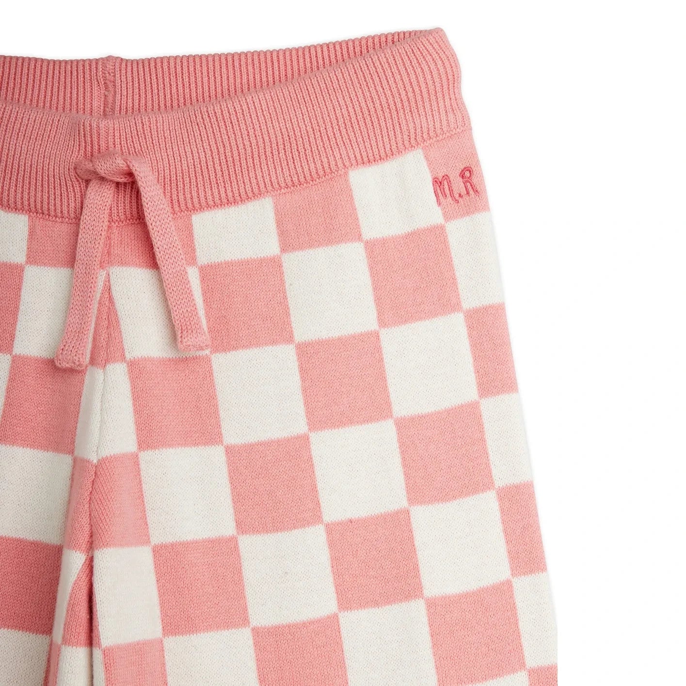 Mini Rodini - Organik Pamuklu File Damier Pantolon | Pembe