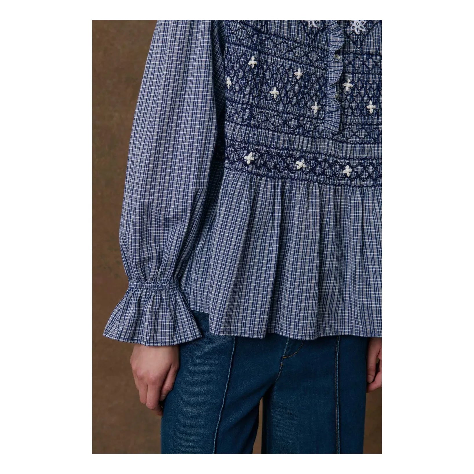 Louise Misha - Ileana Organik Pamuk Bluz | Indigo