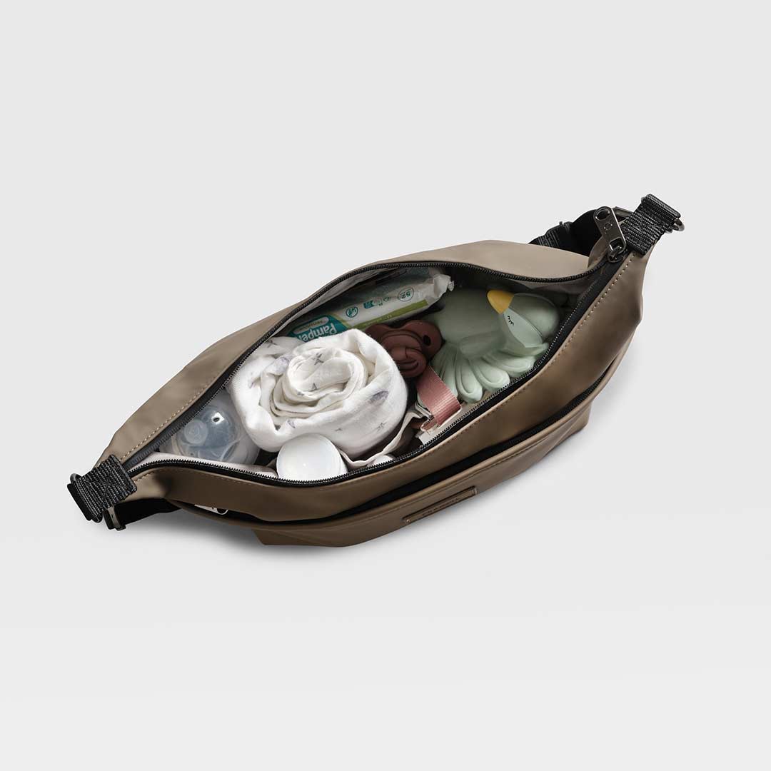 Finnson Fia Eco Oversized Sling Stroller Organiser with Clips - Mocha-Stroller Organisers-Mocha- | Natural Baby Shower