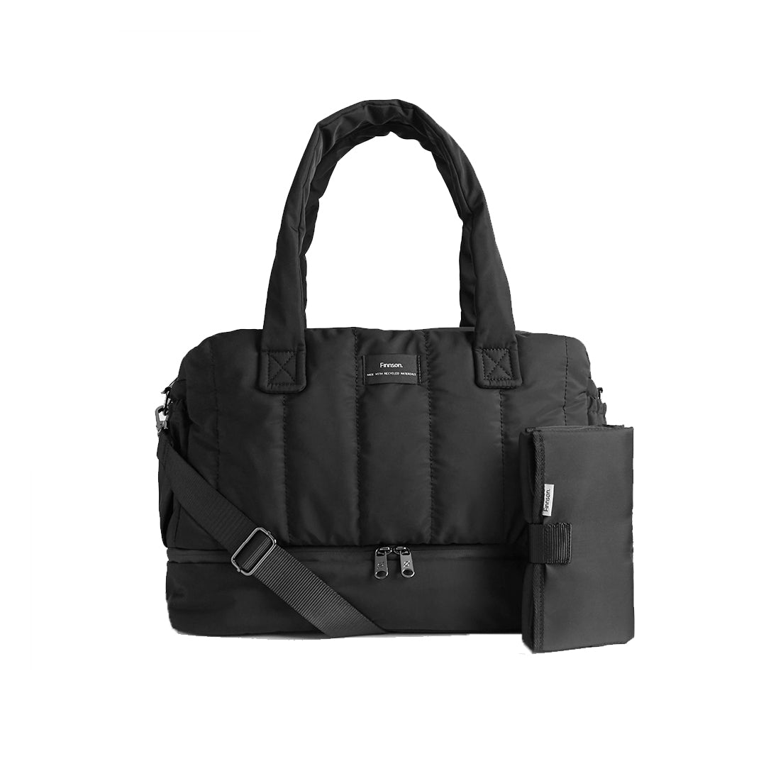 Finnson Innes Eco Holdall Changing Bag With Changing Mat - Black-Changing Bags-Black- | Natural Baby Shower