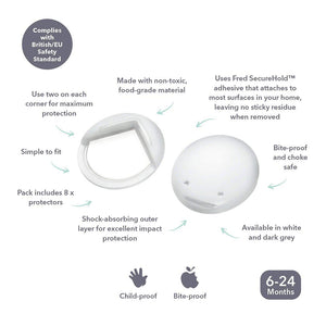 Fred Adhesive Corner Protectors - Pure White - 8 Pack-Home Safety-Pure White- | Natural Baby Shower