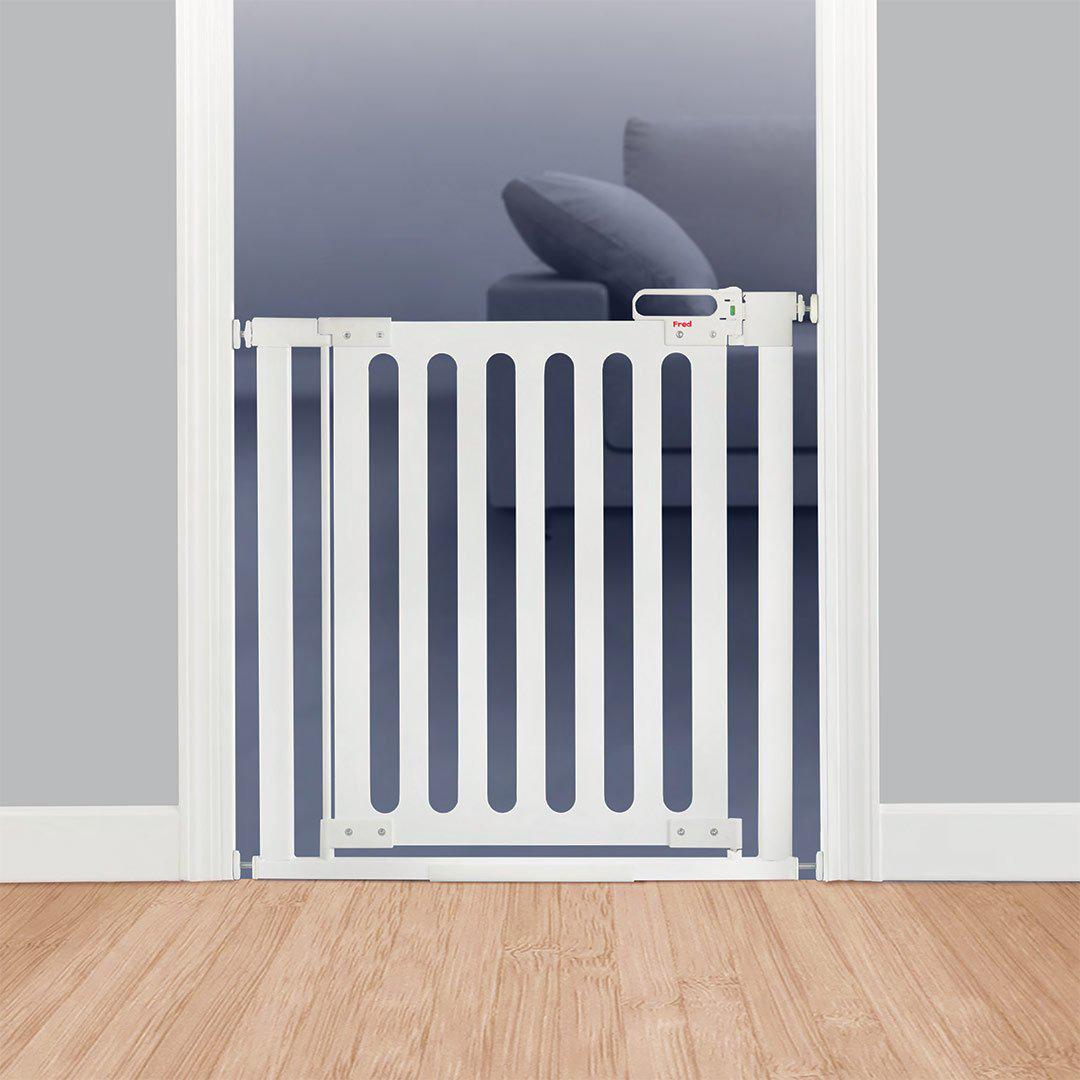 Fred Pressure Fit Stairgate - White Wood Panel/Pure White Fittings-Stair Gates-White Wood Panel/Pure White Fittings- | Natural Baby Shower