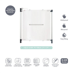 Fred Screw Fit Stairgate - Clear Acrylic Panel/Dark Grey Fittings-Stair Gates-Clear Acrylic Panel/Dark Grey Fittings- | Natural Baby Shower