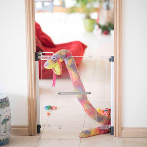 Fred Screw Fit Stairgate - Clear Acrylic Panel/Dark Grey Fittings-Stair Gates-Clear Acrylic Panel/Dark Grey Fittings- | Natural Baby Shower