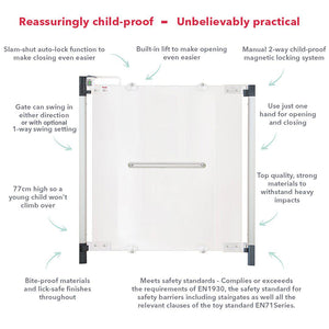 Fred Screw Fit Stairgate - Clear Acrylic Panel/Dark Grey Fittings-Stair Gates-Clear Acrylic Panel/Dark Grey Fittings- | Natural Baby Shower