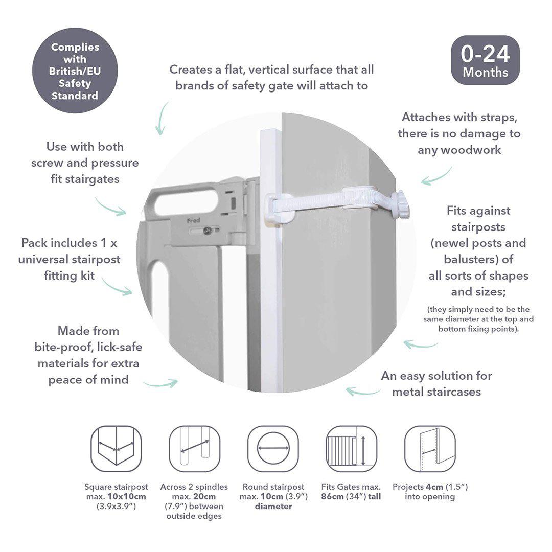 Fred Universal Stairpost Fitting Kit - Pure White-Stair Gates-Pure White- | Natural Baby Shower