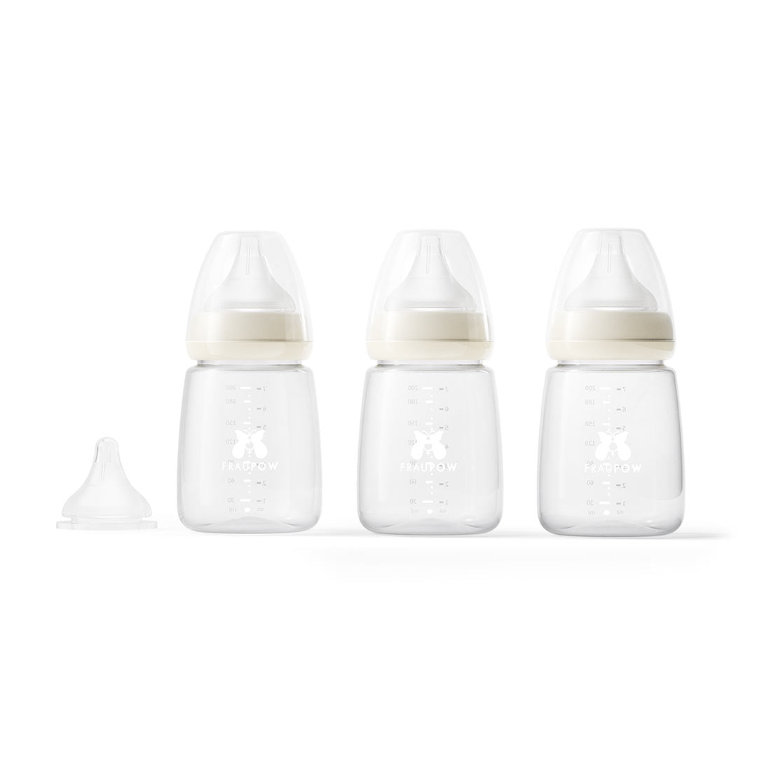 Fraupow Combi-Feed Baby Bottles | Pack of 3-Baby Bottles-200ml- | Natural Baby Shower