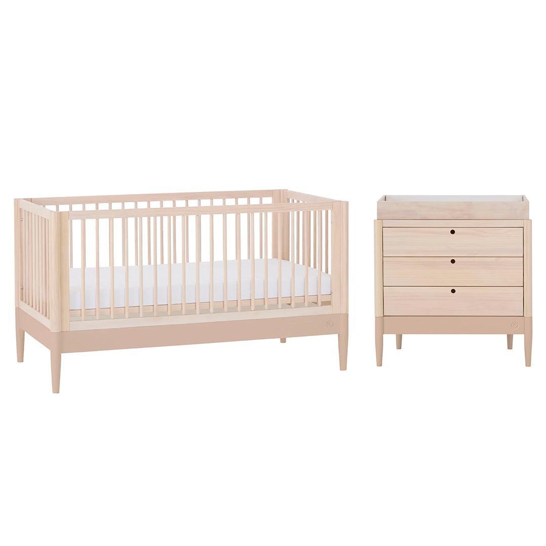 Gaia Baby Eos Cot & Dresser Set-Nursery Sets-Powder Blush/Natural Ash- | Natural Baby Shower