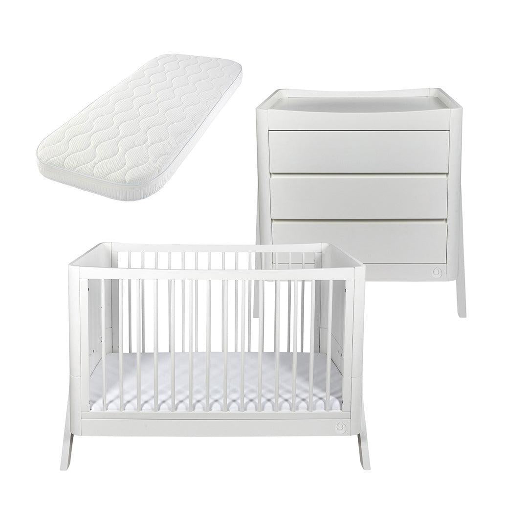 Gaia Baby Hera 'Studio Edit" Two Piece Set (Cot & Dresser) - White-Nursery Sets-White-With Mattress | Natural Baby Shower