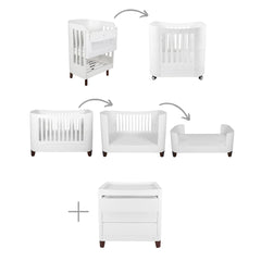 Gaia Baby Serena "All-In-One" and Dresser Set - White / Walnut-Nursery Sets-White / Walnut- | Natural Baby Shower