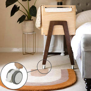 Gaia Baby Hera Cot Bed + Bedside Crib Two Piece Bundle - Natural + Walnut-Nursery Sets- | Natural Baby Shower