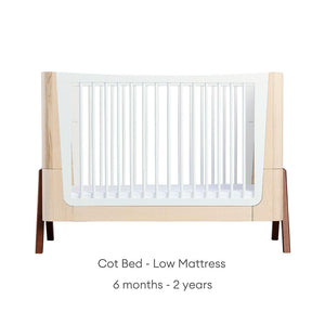 Gaia Baby Hera Cot Bed + Dresser Two Piece Bundle - Natural + Walnut-Nursery Sets- | Natural Baby Shower