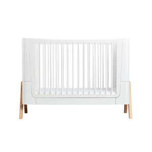 Gaia Baby Hera Cot Bed + Bedside Crib Two Piece Bundle - Scandi-White + Natural-Nursery Sets- | Natural Baby Shower