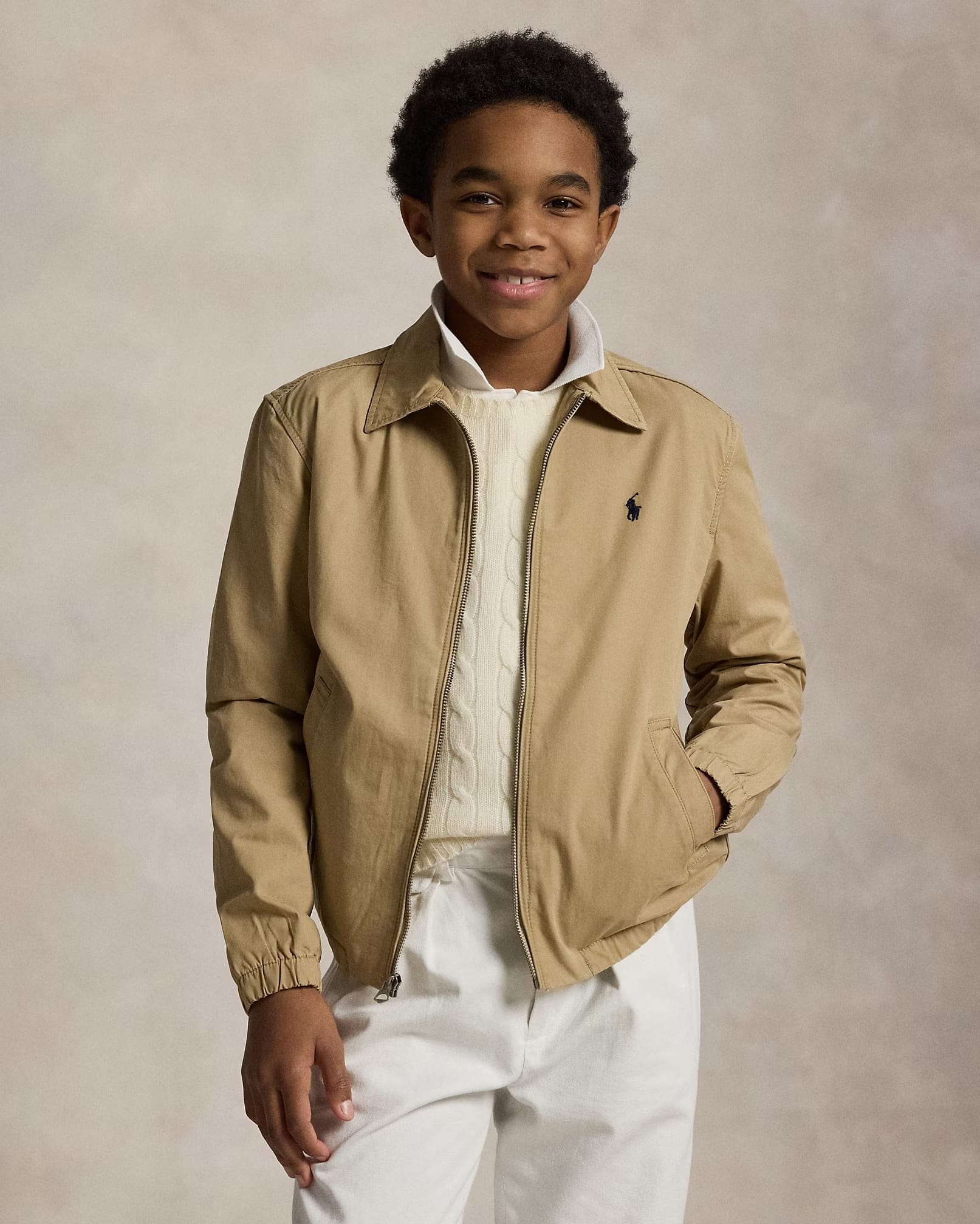 Ralph Lauren Boys Bayport Cotton Jacket in Beige