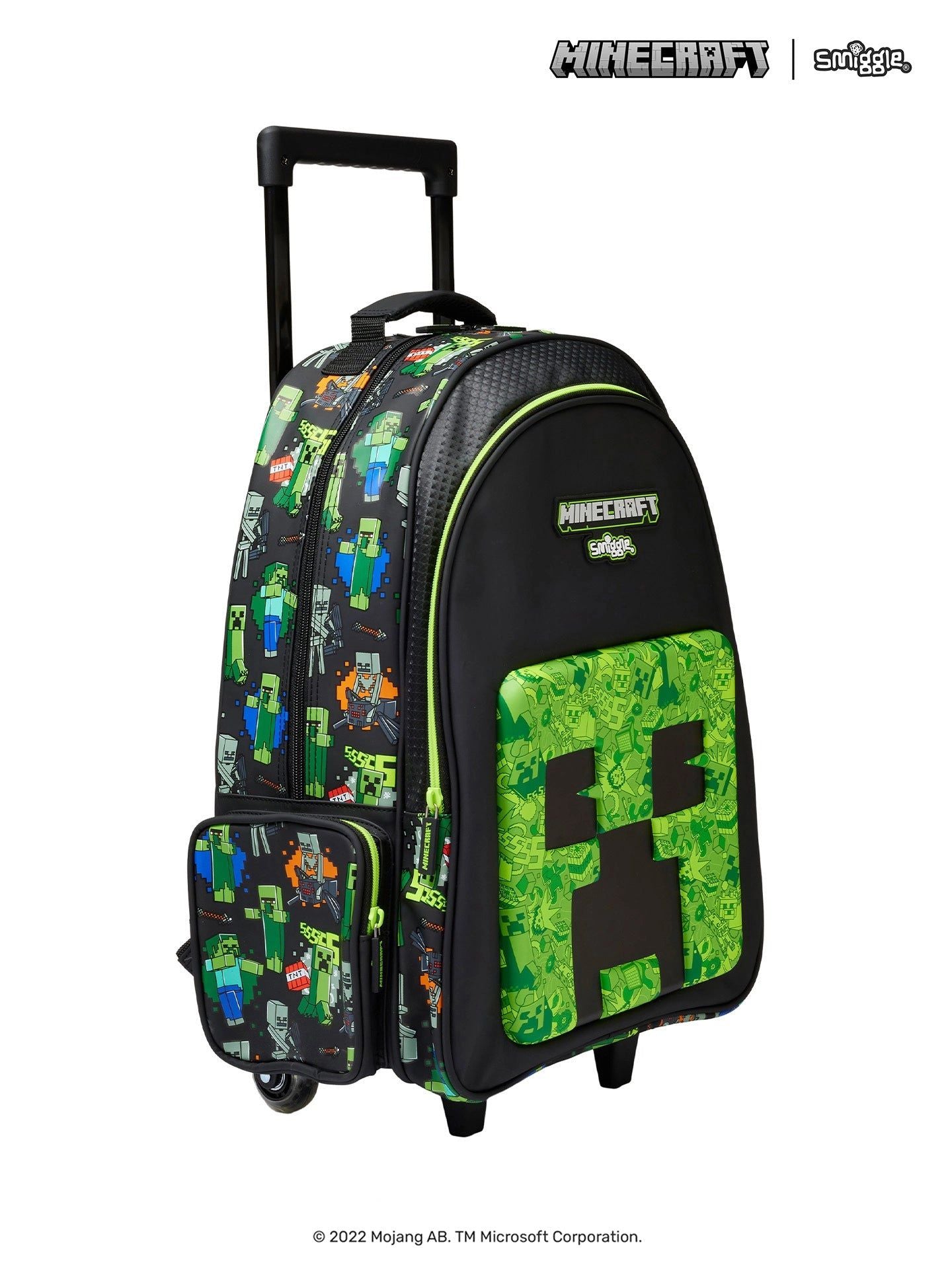 Smiggle - Minecraft Çekçekli Işıklı Tekerlekli Çanta-Dinossi