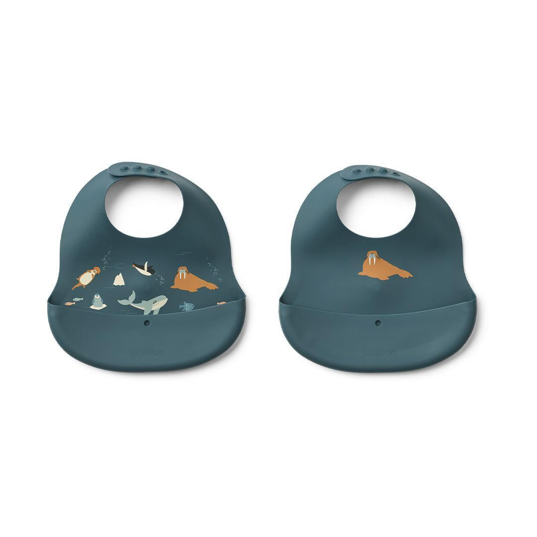 Liewood Ember Printed Bib 2-pack - Arctic Sea / Ocean View-Bibs-Arctic Sea / Ocean View-One size | Natural Baby Shower