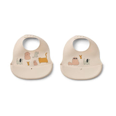 Liewood Ember Printed Bib 2-pack - Cats And Dogs / Sandy-Bibs-Cats And Dogs / Sandy-One size | Natural Baby Shower