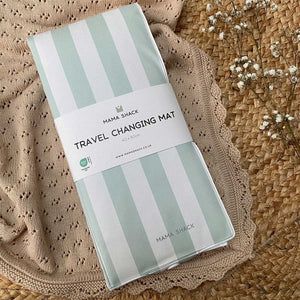 Mama Shack Foldable Travel Mat - Candy Stripe - Sage-Travel Changing Mats-Candy Stripe - Sage- | Natural Baby Shower