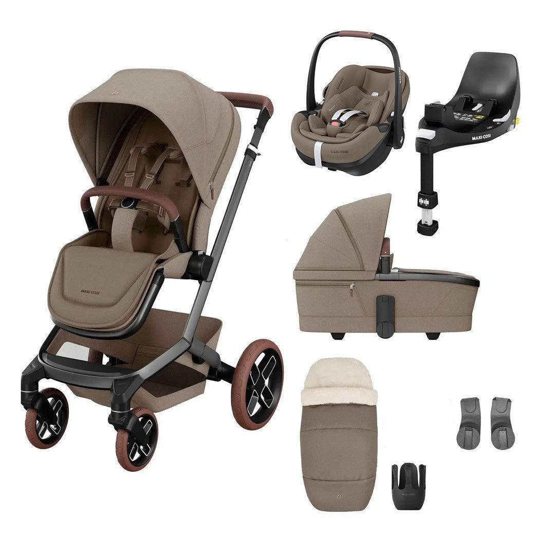 Maxi-Cosi Fame Premium + Pebble 360 Pro 2 Travel System-Travel Systems-Twillic Black-Black | Natural Baby Shower