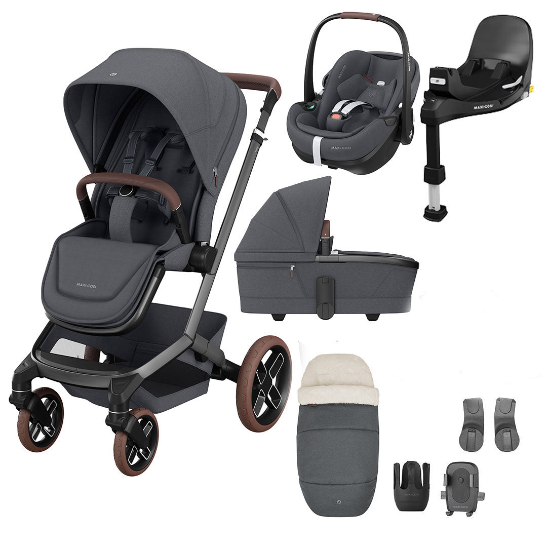 Maxi-Cosi Fame Premium + Pebble 360 Pro 2 Travel System-Travel Systems-Twillic Black-Black | Natural Baby Shower