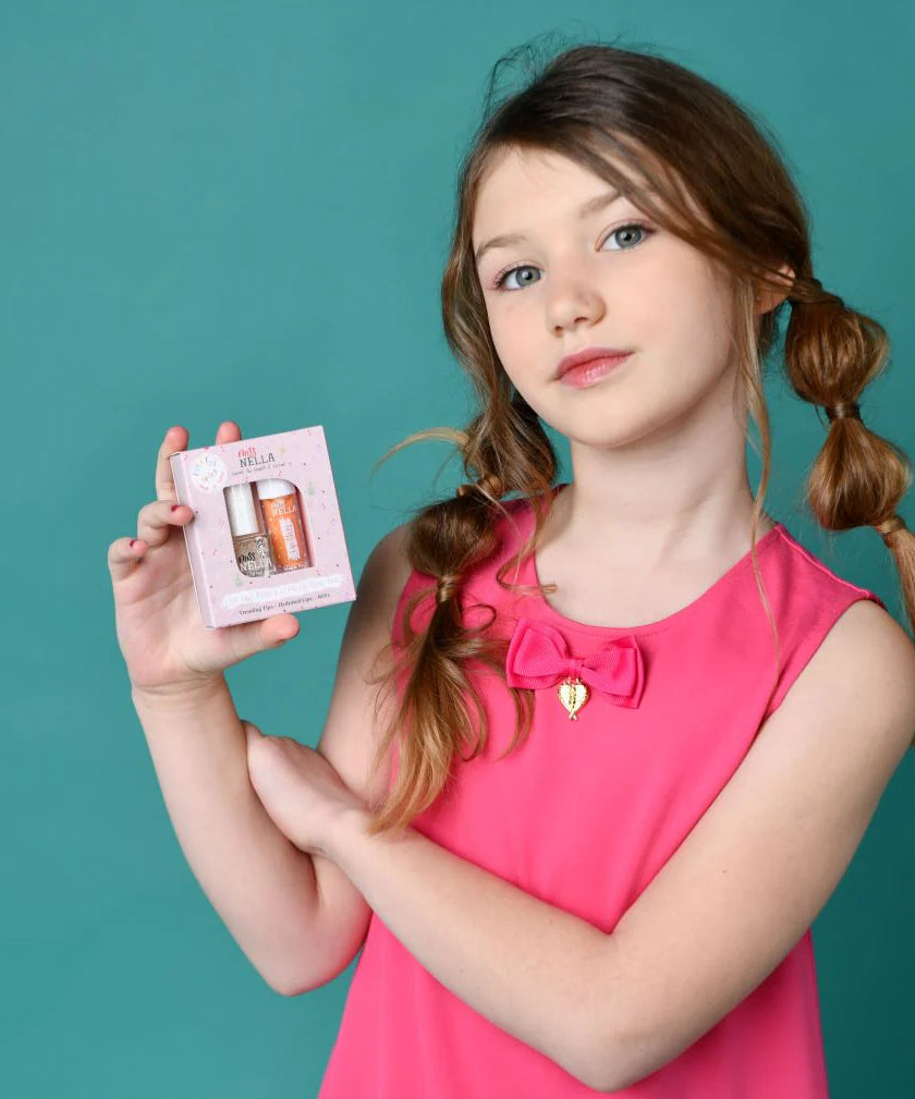 مجموعة ميس نيلا نيلا ملمع الشفاه وطلاء الأظافر المزدوجة