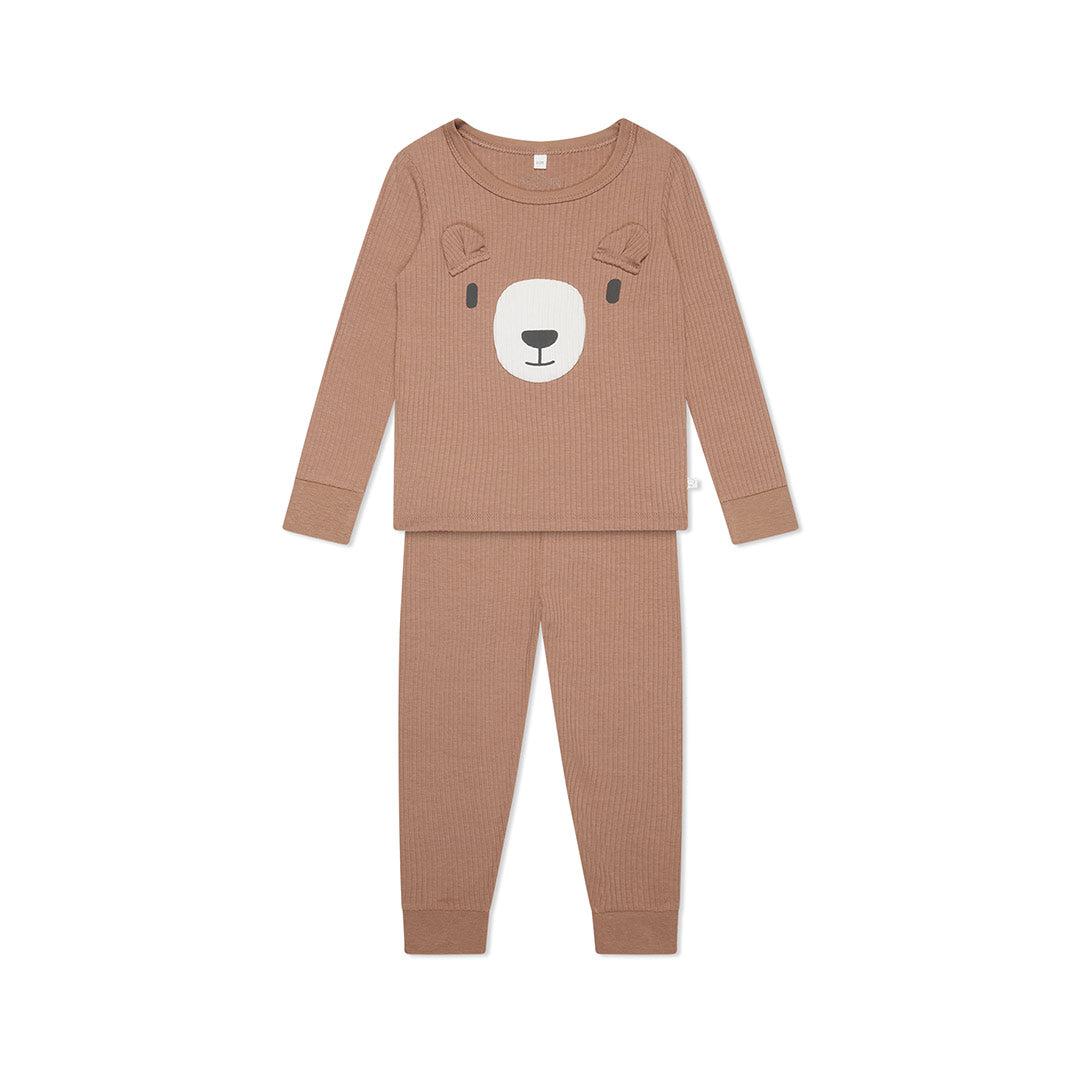 MORI Ribbed Bear Face Pyjamas - Bear + Brown-Pyjamas- | Natural Baby Shower