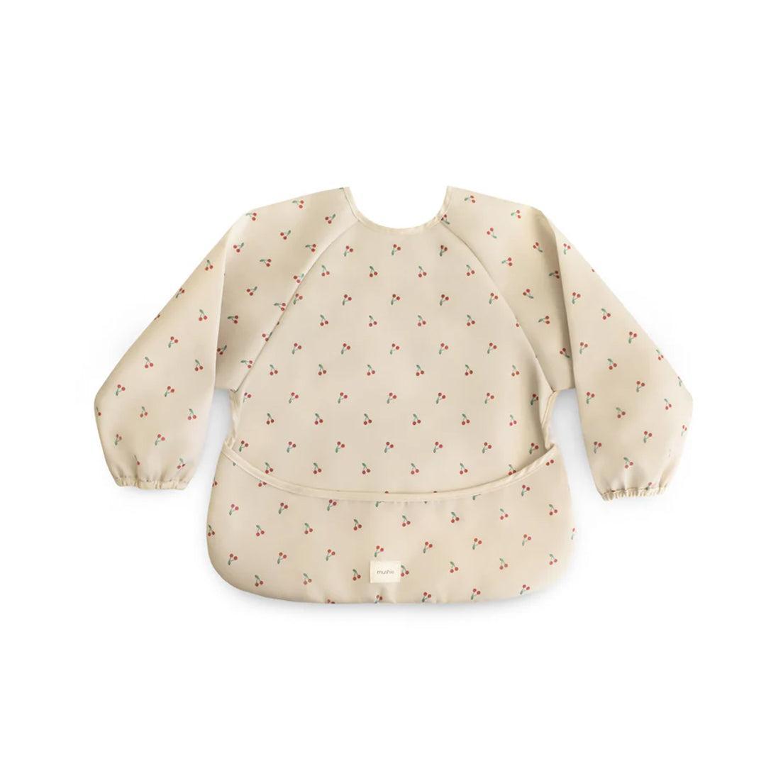 Mushie Long Sleeve Bib - Cherries-Bibs-Cherries-0m+ | Natural Baby Shower